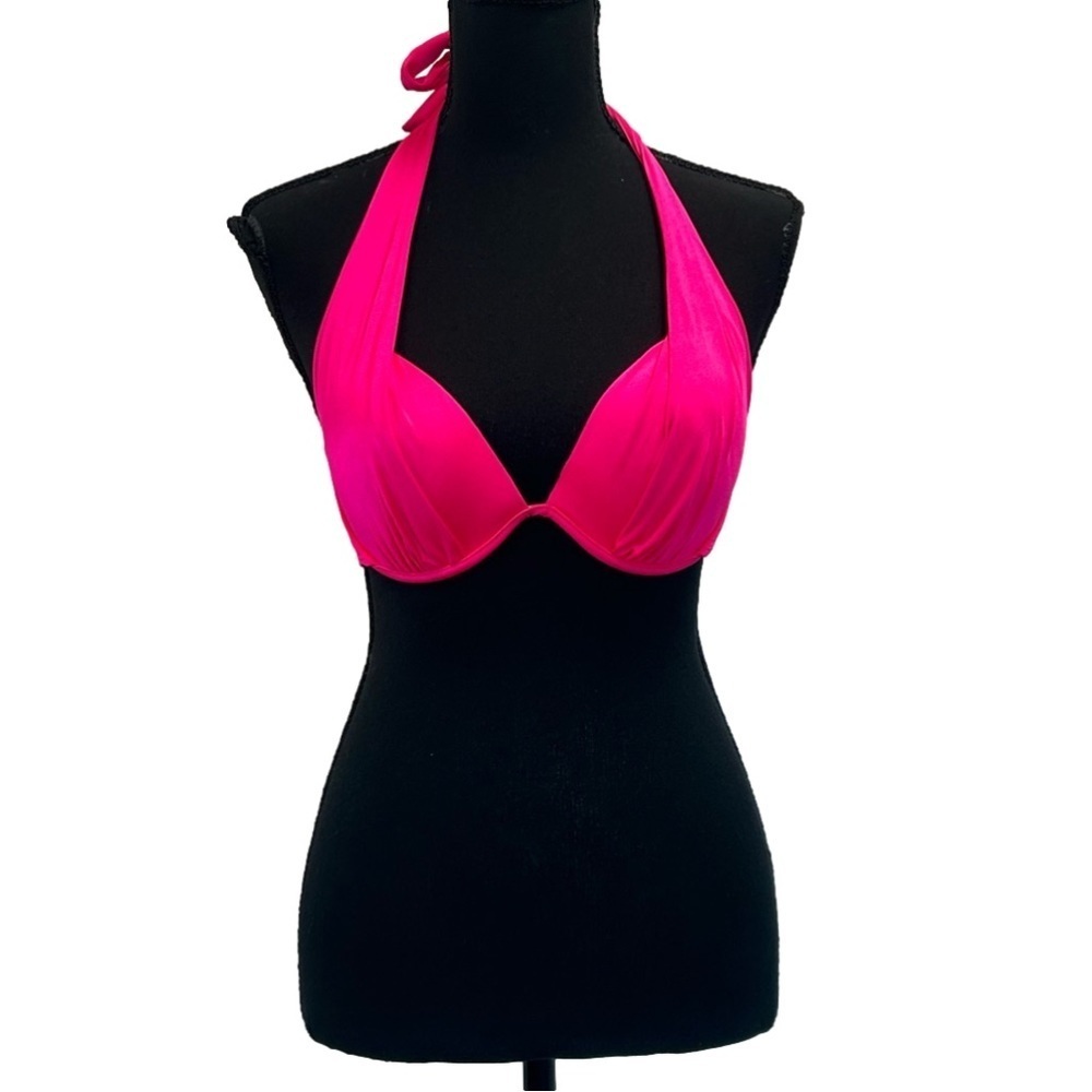 VICTORIA'S Secret bombshell neon pink halter top bikini top Sz 34D